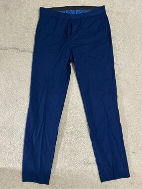 Billy London Men's Tailored Dress Pants in Navy Blue